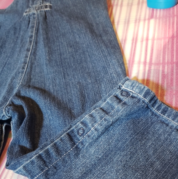 Vintage Overalls Romper with ❤️ heart shapes Pockets 1990s does 70s Denim - Picture 5 of 12